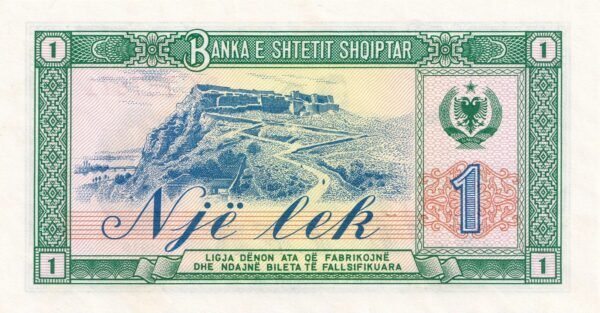 Albania 1 Lek 1976 P-40 UNC Banknote – Reverse