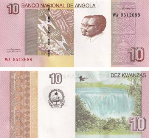 Angola 10 Kwanzas 2012 P-151B UNC Banknote – Obverse and Reverse