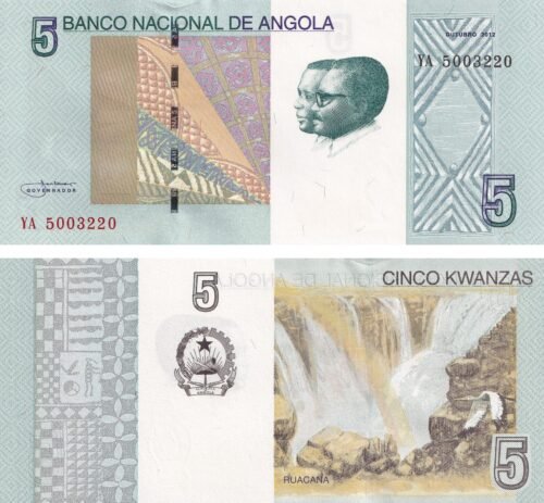 Angola 5 Kwanzas 2012 P-151A UNC Banknote – Obverse and Reverse