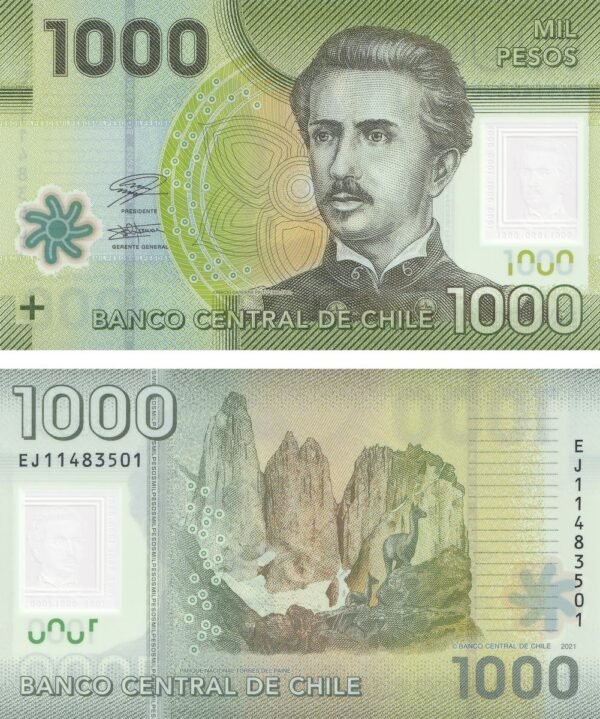 Chile 1000 Pesos 2021 P-161k UNC Banknote – Obverse and Reverse