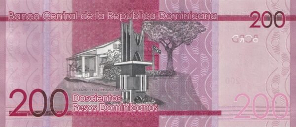 Dominican Republic 200 Pesos 2023 P-191 UNC Banknote – Reverse