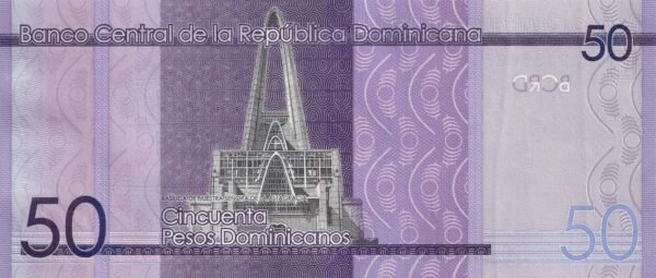Dominican Republic 50 Pesos 2023 P-189 UNC Banknote – Reverse