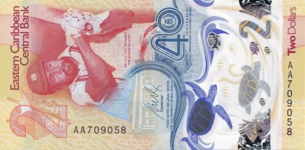 Eastern Caribbean States 2 Dollars 2023 P-61 UNC Banknote – Obverse