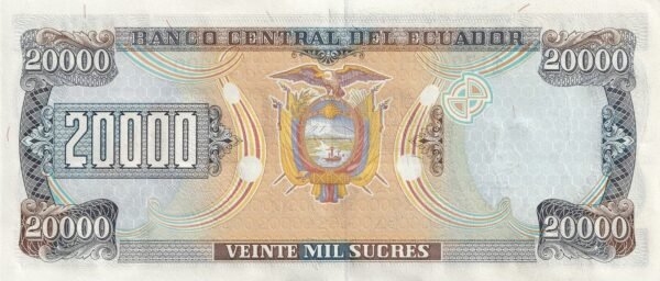 Ecuador 20000 Sucres 1999-07-12 P-129 UNC Banknote – Reverse