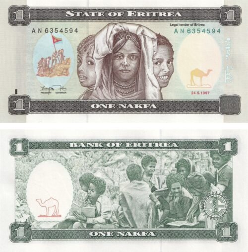 Eritrea 1 Nakfa 1997 P-1 UNC Banknote – Obverse and Reverse
