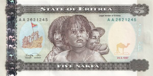 Eritrea 5 Nakfa 1997 P-2 UNC Banknote – Obverse