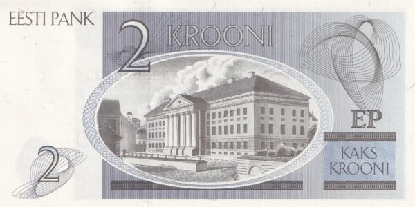 Estonia 2 Krooni 1992 P-70 UNC Banknote – Reverse