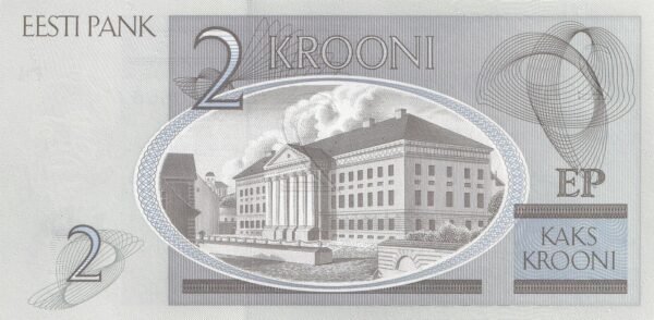Estonia 2 Krooni 2007 P-85b UNC Banknote – Reverse