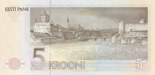 Estonia 5 Krooni 1992 P-71b aUNC Banknote – Reverse