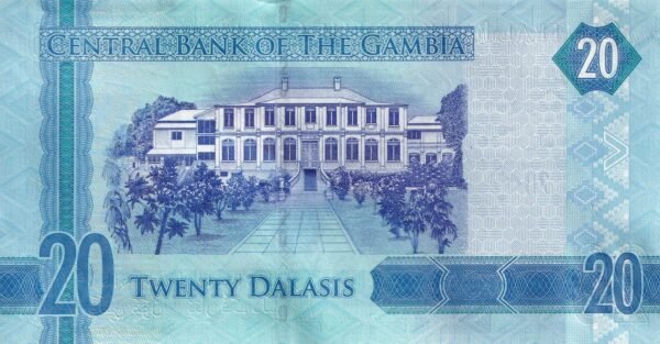 Gambia 20 Dalasis 2015 P-33 UNC Banknote – Reverse