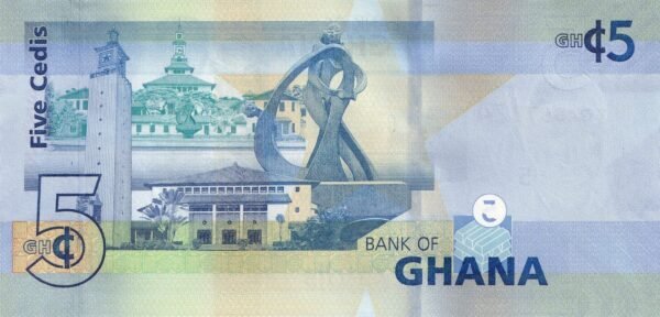 Ghana 5 Cedis 2019 P-46 UNC Banknote – Reverse