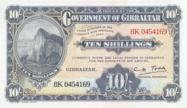 Gibraltar 10 Shillings 2018 P-41 UNC Banknote – Obverse