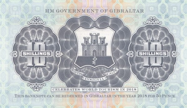Gibraltar 10 Shillings 2018 P-41 UNC Banknote – Reverse