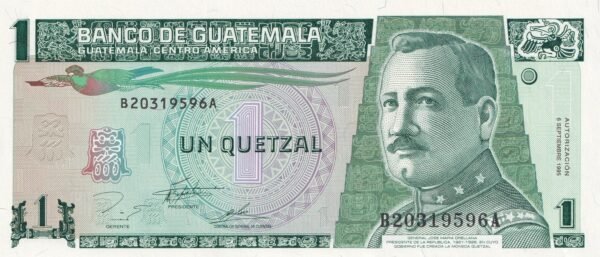 Guatemala 1 Quetzal 1995 P-87c UNC Banknote – Obverse