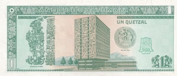Guatemala 1 Quetzal 1995 P-87c UNC Banknote – Reverse