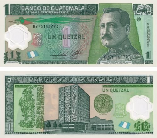Guatemala 1 Quetzal 2011 P-115b UNC Banknote – Obverse and Reverse
