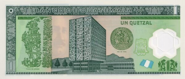 Guatemala 1 Quetzal 2011 P-115b UNC Banknote – Reverse