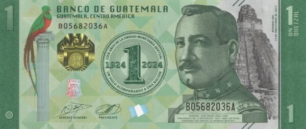 Guatemala 1 Quetzal 2023 P-129 UNC Banknote – Obverse