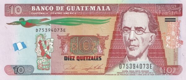 Guatemala 10 Quetzales 2017 P-123A UNC Banknote – Obverse