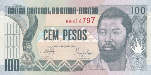 Guinea-Bissau 100 Pesos 1990 P-11 UNC Banknote – Obverse