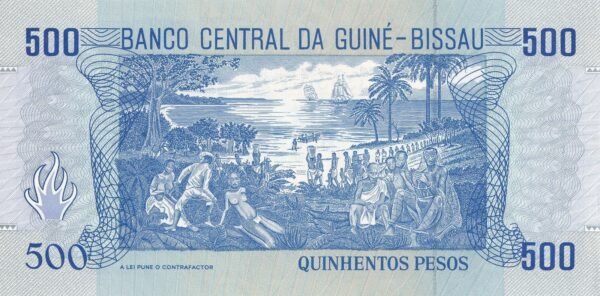 Guinea-Bissau 500 Pesos 1990 P-12 UNC Banknote – Reverse