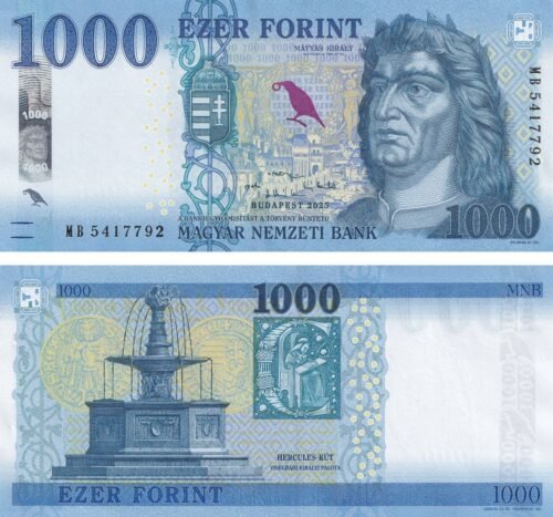Hungary 1000 Forint 2025 P-203 UNC Banknote – Obverse and Reverse
