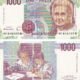Italy 1000 Lire 1990 P-114c(2) UNC Banknote – Obverse and Reverse