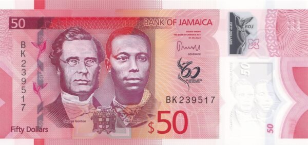 Jamaica 50 Dollars 2022 P-96 UNC Banknote – Obverse