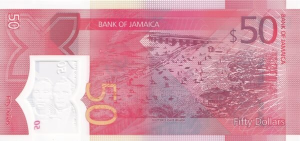Jamaica 50 Dollars 2022 P-96 UNC Banknote – Reverse