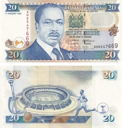 Kenya 20 Shillings 1996 P-35a2 UNC Banknote – Obverse and Reverse