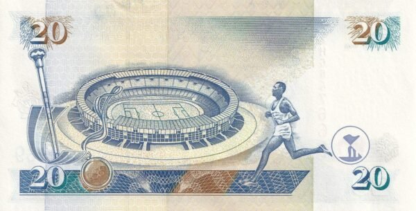 Kenya 20 Shillings 1996 P-35a2 UNC Banknote – Reverse