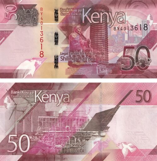 Kenya 50 Shillings 2019 P-52 UNC Banknote – Obverse and Reverse