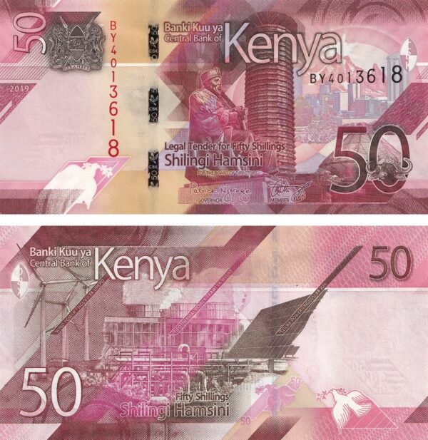 Kenya 50 Shillings 2019 P-52 UNC Banknote – Obverse and Reverse