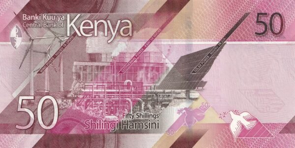 Kenya 50 Shillings 2024 P-52 UNC Banknote – Reverse