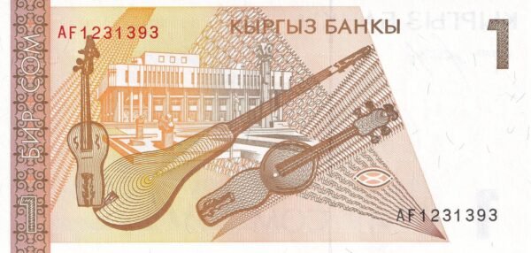 Kyrgyzstan 1 Som 1994 P-7 UNC Banknote – Reverse