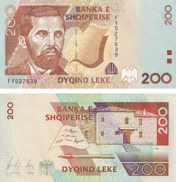 Albania 200 Leke 1996 P-63 UNC Banknote – Obverse and Reverse