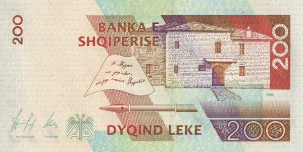 Albania 200 Leke 1996 P-63 UNC Banknote – Reverse