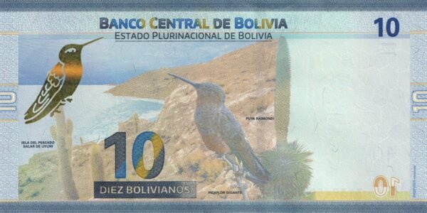 Bolivia 10 Bolivianos 2018 P-248(2) UNC Banknote – Reverse