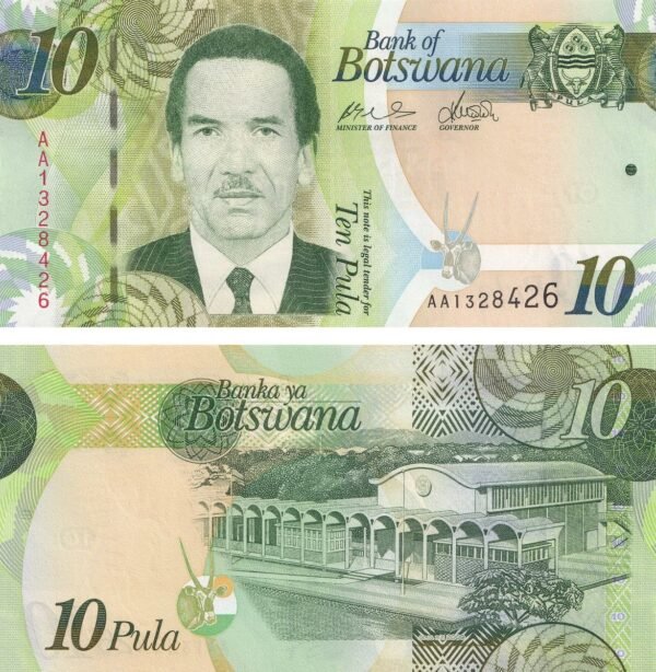 Botswana 10 Pula 2009 P-30a UNC Banknote – Obverse and Reverse
