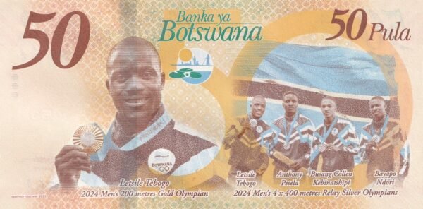 Botswana 50 Pula 2025 P-37 UNC Banknote – Reverse