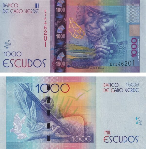 Cabo Verde (Cape Verde) 1000 Escudos 2024 P-73 UNC Banknote – Obverse and Reverse