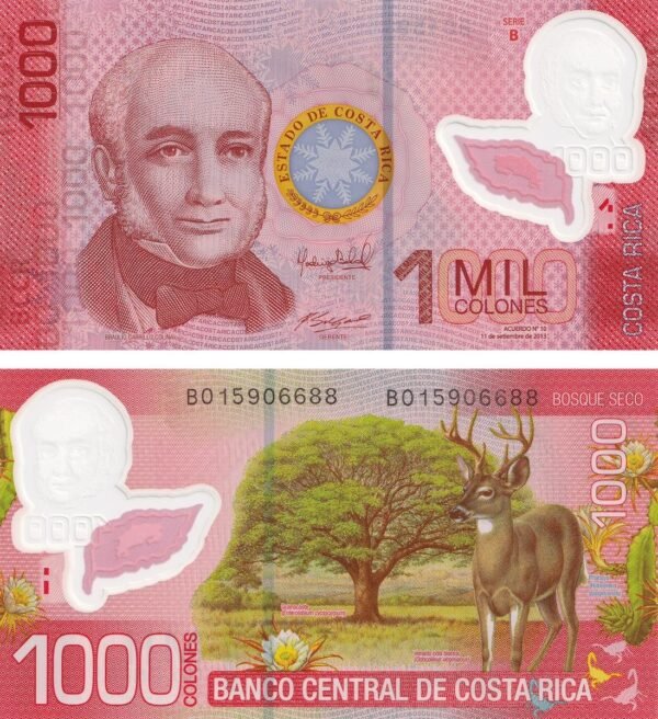 Costa Rica 1000 Colones 2013 P-274b UNC Banknote – Obverse and Reverse