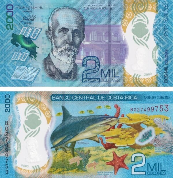 Costa Rica 2000 Colones 2018 P-281 UNC Banknote – Obverse and Reverse
