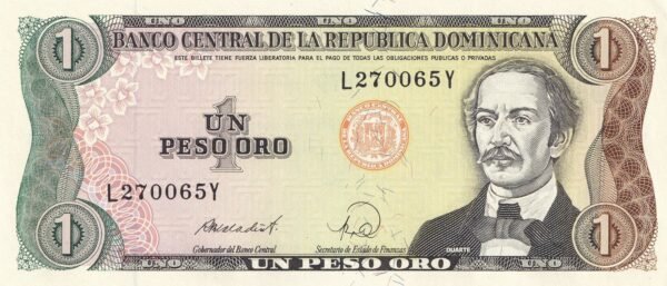 Dominican Republic 1 Peso Oro 1988 P-126c UNC Banknote – Obverse