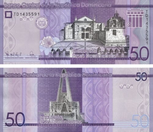 Dominican Republic 50 Pesos Dominicanos 2024 P-189 UNC Banknote – Obverse and Reverse