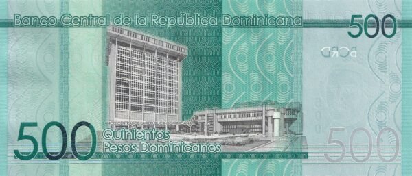 Dominican Republic 500 Pesos Dominicanos 2022 P-192 UNC Banknote – Reverse