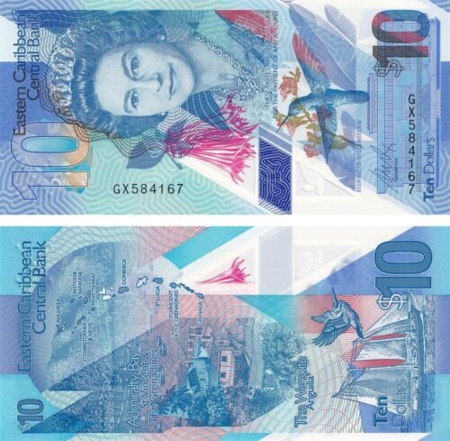 eastern-caribbean-states-10-dollars-2019-p-57-unc-obverse-reverse Eastern Caribbean States 10 Dollars 2019 P-57 UNC Banknote – Obverse and Reverse