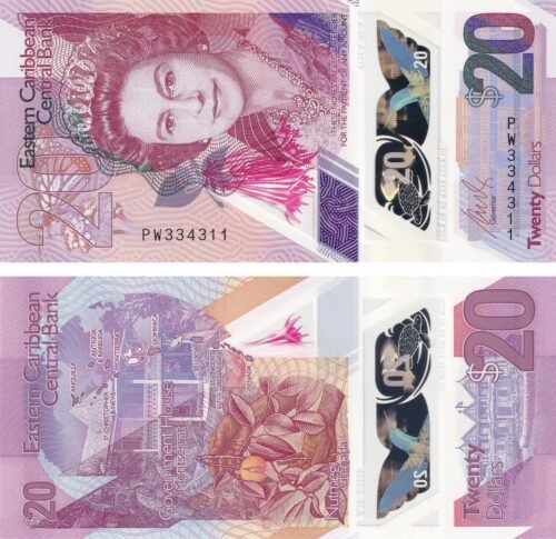 eastern-caribbean-states-20-dollars-2019-p-58-unc-obverse-reverse Eastern Caribbean States 20 Dollars 2019 P-58 UNC Banknote – Obverse and Reverse