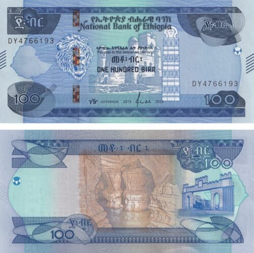 Ethiopia 100 Birr 2023 P-57b UNC Banknote – Obverse and Reverse