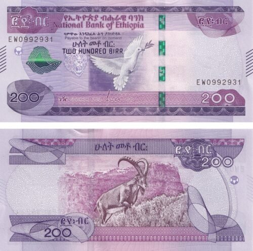 Ethiopia 200 Birr 2020 P-58 UNC Banknote – Obverse and Reverse